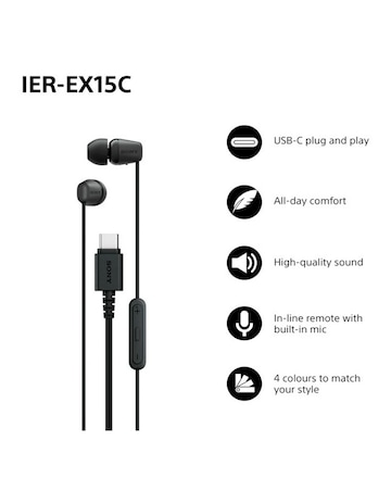 SONY IER-EX15C USB-C Wired Earphones - Black