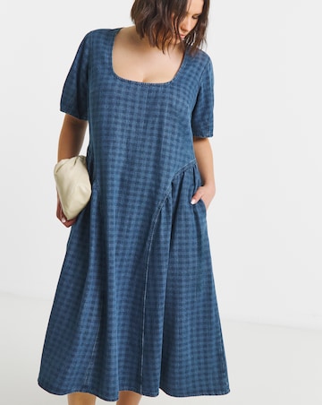 Gingham Short Sleeve Midi Dress