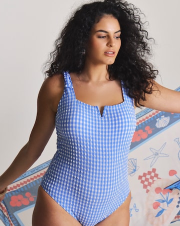 MAGISCULPT Firm Control Gingham Shoulder Tie Swimsuit