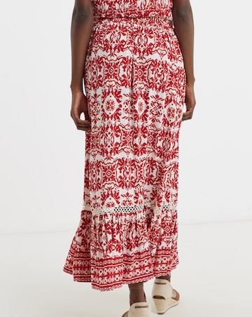 Border Print Maxi Skirt