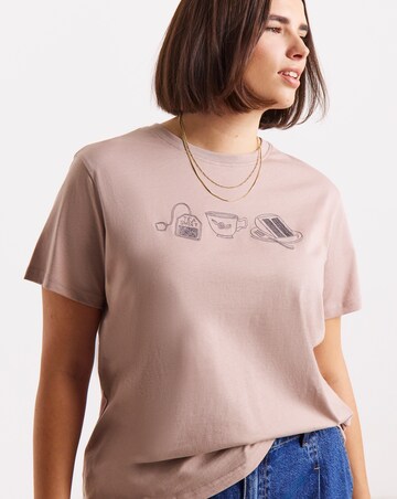 Simply Be Mocha Embroidered Tea T-Shirt