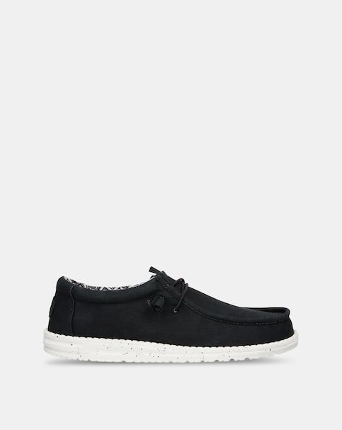 HEYDUDE Wally Stretch Canvas Shoes - Black/White