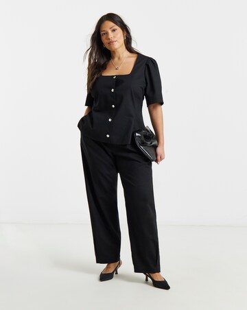 Simply Be Black Pleated Barrel Leg Trousers