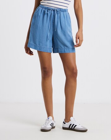 Light Blue Lyocell Denim Jogger Shorts