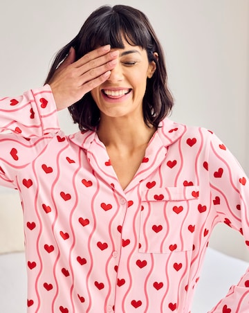 Chelsea Peers Classic Button Up Pyjama Set Heart Print
