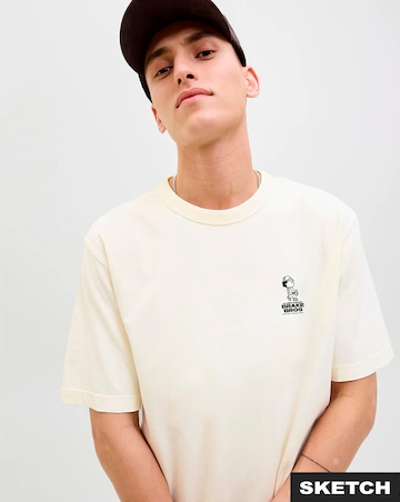 Jack & Jones Brake Bros Back Graphic T-Shirt - Cream