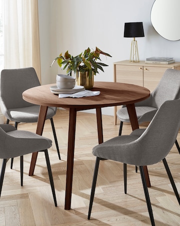 Oslo Round Dining Table with 4 Etta Fabric Chairs