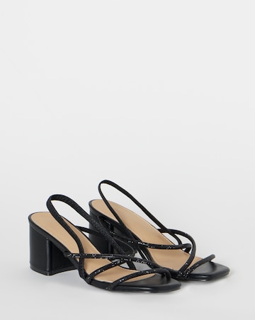 Canberra Strappy Diamante Low Block Heels - Wide Fit (E)