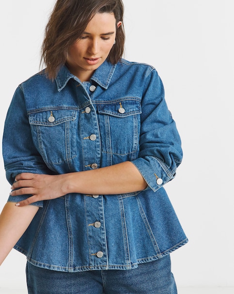 Mid Wash Denim Peplum Jacket