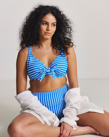 Figleaves Stripe Tie Front Underwired Bikini Top