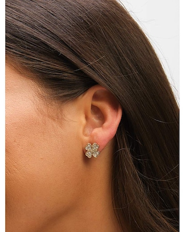 Mood Gold & Jet Crystal Clover Stud Earrings - Pack of 3