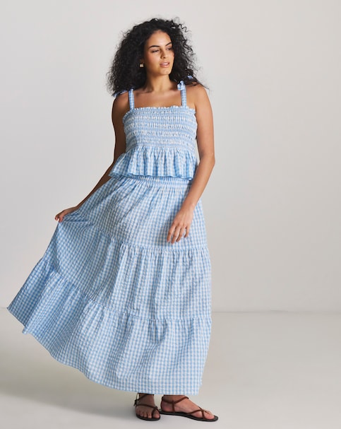 Beach to Beach Gingham Top And Skirt Beach Co-Ord