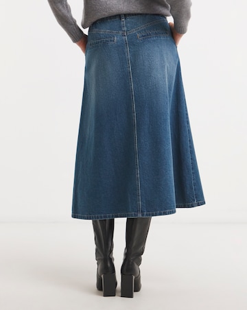 A Line Button Through Denim Midi Skirt
