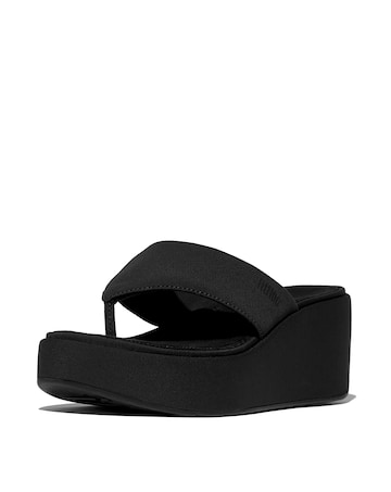 FitFlop Black Platforms Wedge Toe-Post Sandals - Standard Fit (D)