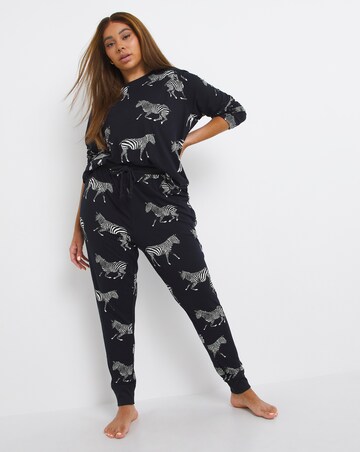 Chelsea Peers Jersey Zebra Print Crew Pyjama Set