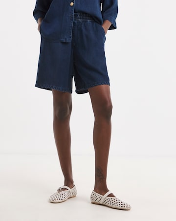 Blue Lyocell Denim Jogger Shorts