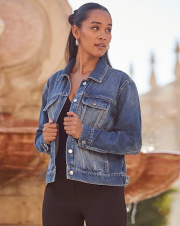 Sosandar Mid Blue Relaxed Fit Denim Jacket