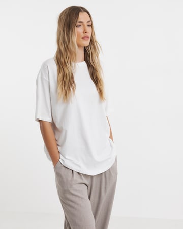 White Oversized Slouchy Pure Cotton Crew Neck T-Shirt