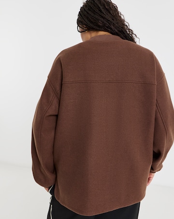 Chocolate Soft Zip Through Bomber Jacket