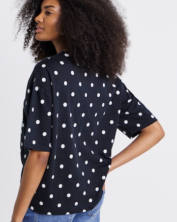 Black and White Spot Print Crew Neck Tee