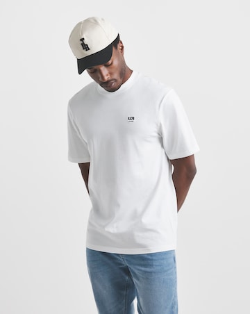 Union Embroid T-Shirt Long Length-White