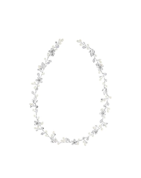 Jon Richard Silver Plated Mia Pearl And Crystal Long Hair Vine - Gift Pouch