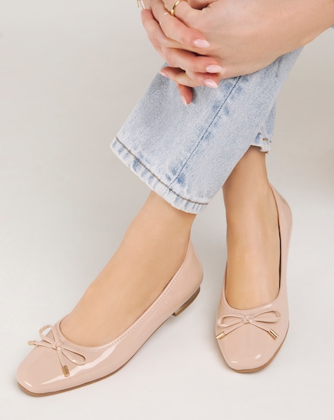Eva Square Toe Ballerina Shoes - Extra Wide Fit (EEE)
