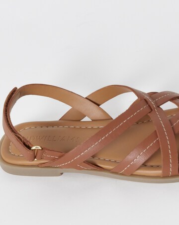 Sedona Contast Stitch Leather Strappy Flat Sandals - Wide Fit (E)