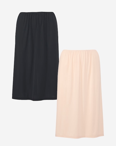 Pretty Secrets (2 Pack) Half Slips Length 27in Black/Almond