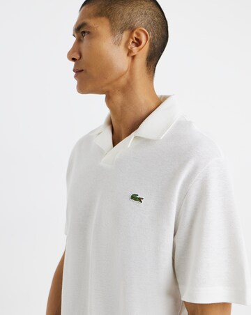 Lacoste Short Sleeve Open Neck Linen Blend Polo - White