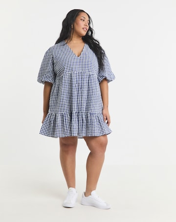Simply Be Navy Gingham Smock Dress