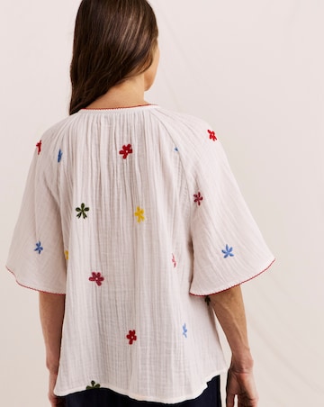 Julipa Embroidered Cotton Cheesecloth Top