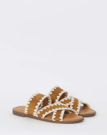 Maude Whipstitch Crossover Flat Sandals - Wide Fit (E)