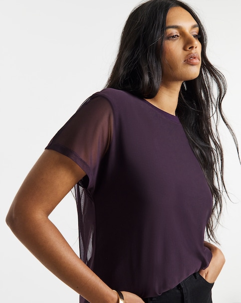 Simply Be Blackcurrant Mesh Tank Top