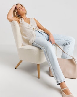 Simply Be Acid Wash Frayed Side Straight Leg Jean