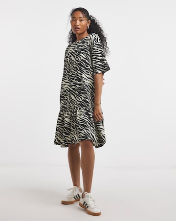 Simply Be Zebra Print Textured Jersey Drop Hem Smock Dress