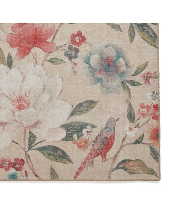 Catherine Lansfield Pippa Floral Birds Washable Rug