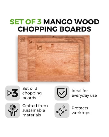 Tower 3 Piece Mango Wood Chopping Board Set