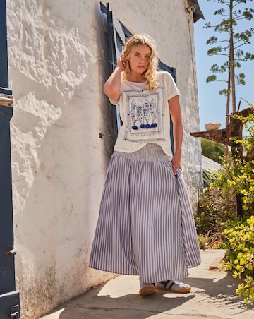 FatFace Harper Stripe Midi Skirt