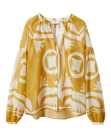 Mango Pufed Sleeve Printed Shirt