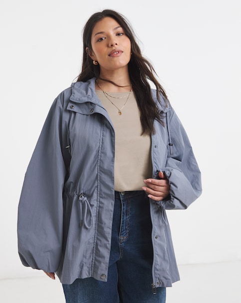 Simply Be Slate Blue Waist Detail Hooded Parka