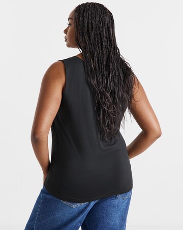 Black Double Layer Square Neck Vest