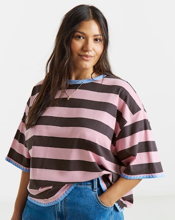 Blue Stripe Whipstitch T-Shirt