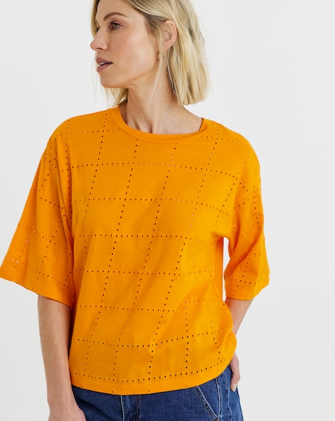 Broderie Crew Neck T-Shirt