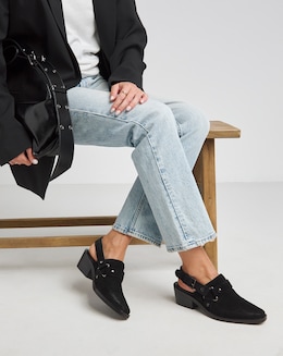 Elyria Suede Western Detailed Mule Shoes - Extra Wide Fit (EEE)