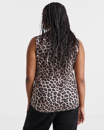 Leopard Print Double Layer Square Neck Vest