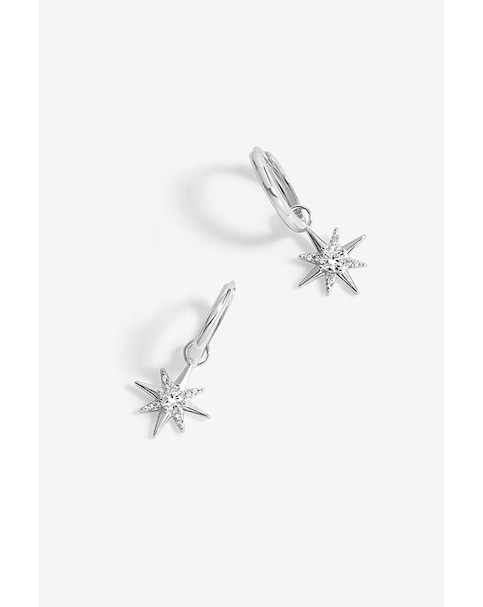 Simply Silver CZ Celestial Star Hoops