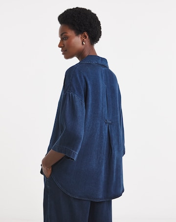 Blue Lyocell Denim Short Sleeve Shirt