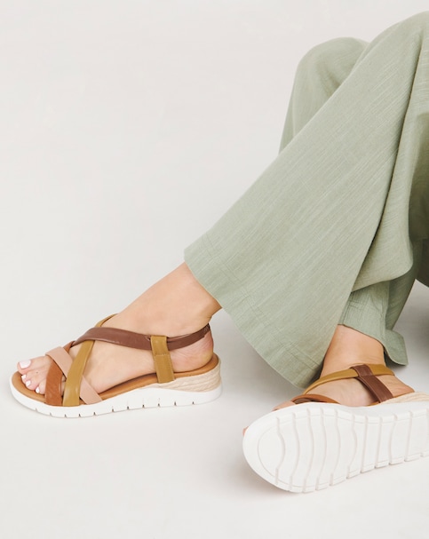 Senna Leather Tubular Sandals - Extra Wide Fit (EEE)