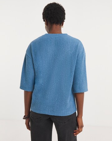 Blue Brushed Soft Touch Half Sleeve Top